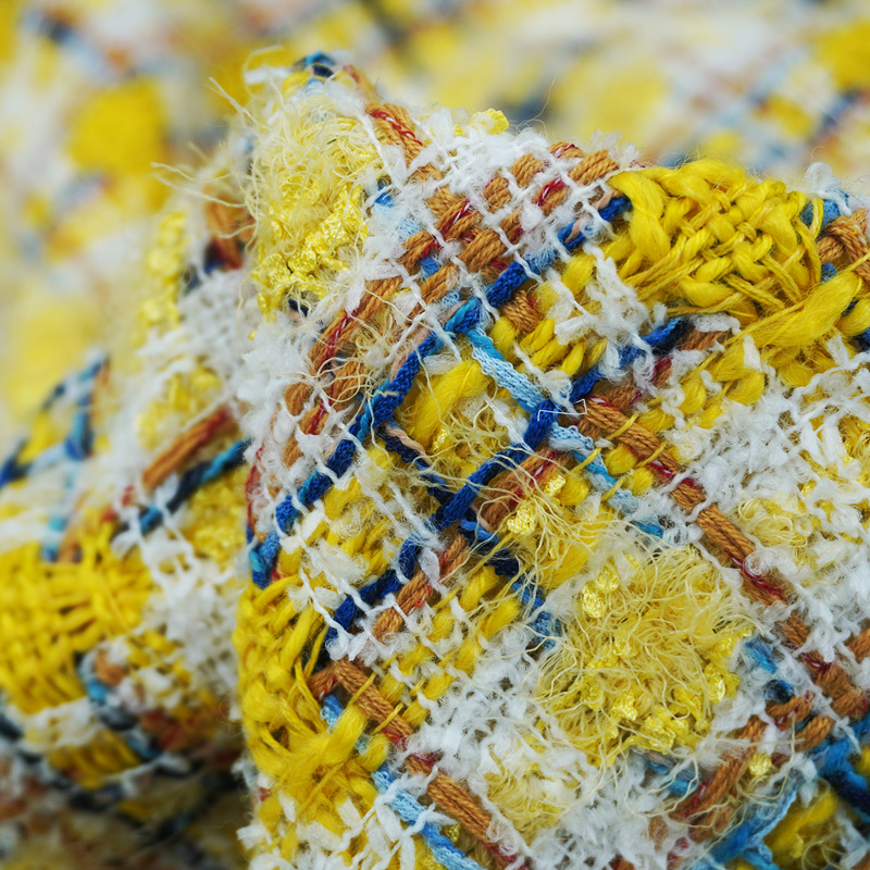 Sewing Tweed Fabric - Tecido Texturizado Amarelo Vibrante Multicolorido de