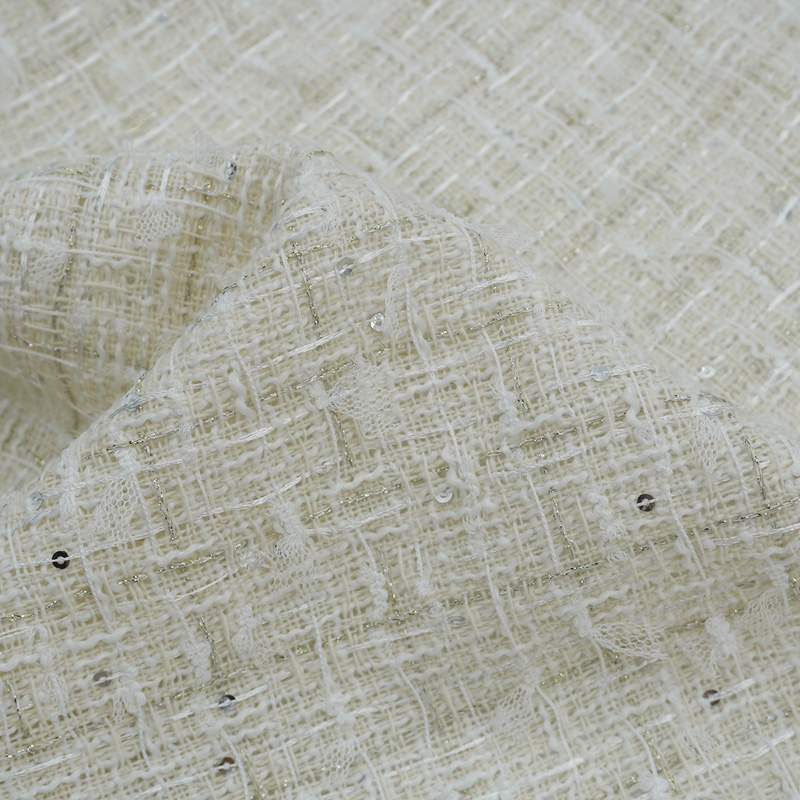 Tecido Tweed de Malha Marfim c - Sewing Tweed Fabric avaliação e preço