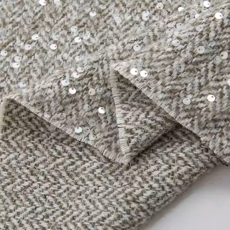 Cinza claro com lantejoulas fi - Sewing Tweed Fabric avaliação e preço