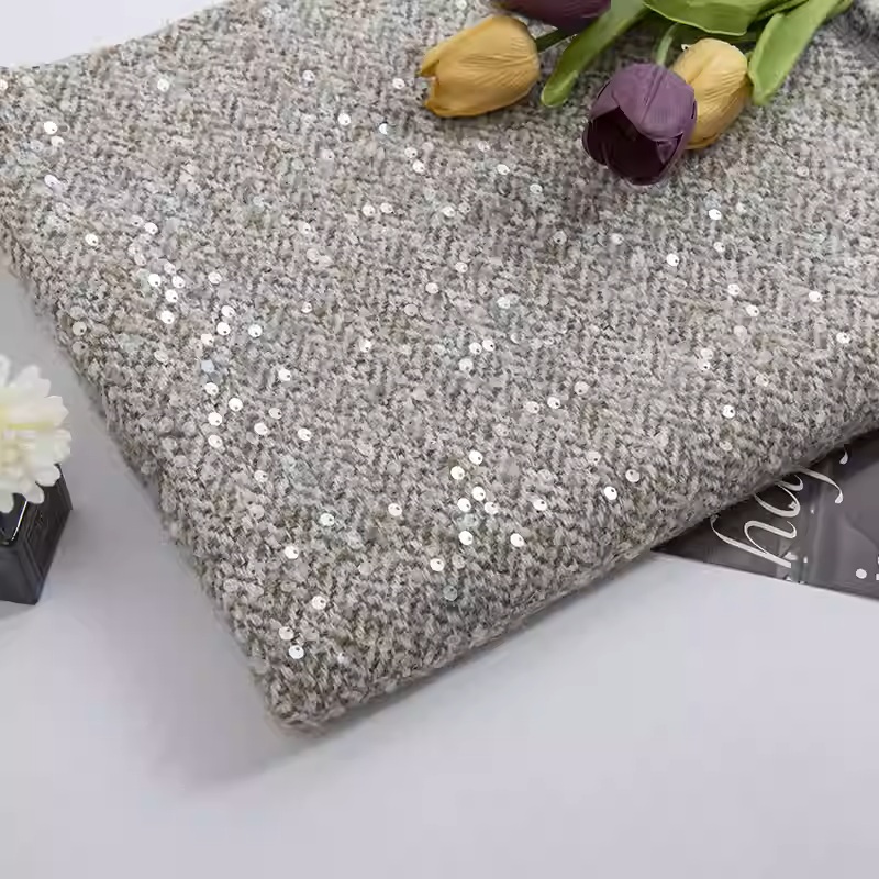 Cinza claro com lantejoulas fi - Sewing Tweed Fabric avaliação e preço